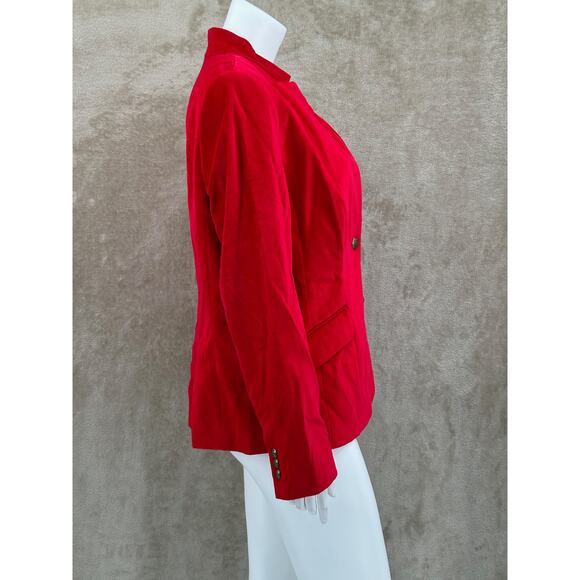 Talbots Jacket Womens 12 Red Aberdeen Velvet Blazer Old Money Heritage Academia - Picture 4 of 11